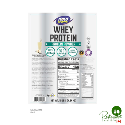 NOW Foods Sports Nutrition, Creamy Vanilla Powder 10.8lbs