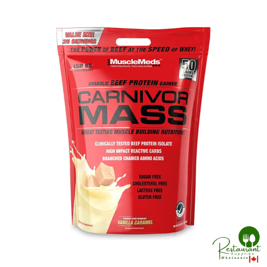 MuscleMeds Carnivor Mass Anabolic Beef Protein Gainer, Vanilla Caramel, 10 Pounds