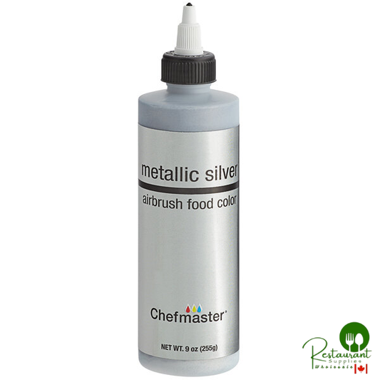 Chefmaster 9 oz. Metallic Silver Airbrush Color - 12/Case