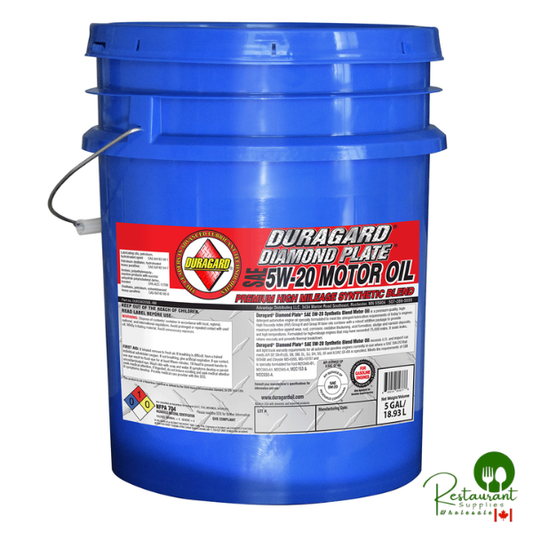 DURAGARD® DIAMOND PLATE® 5W20 HIGH MILEAGE SYN BLEND FORTIFIED WITH EXTRA ANTI WEAR ADDITIVES & SEAL CONDITIONER, GF-5/SN+ – 5 GALLON PAIL