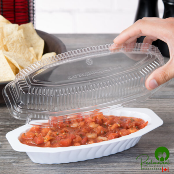 Fineline 9215-L Flairware Clear PET Plastic Serving Boat Dome Lid - 150/Case