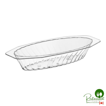 Fineline Flairware 215-CL 15 oz. Clear Plastic Oval Bowl / Serving Boat - 300/Case
