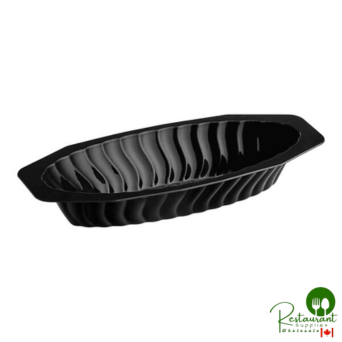Fineline Flairware 215-BK 15 oz. Black Plastic Oval Bowl / Serving Boat - 300/Case