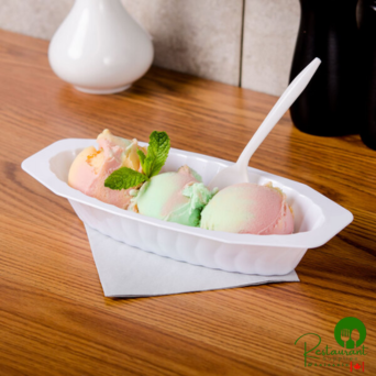 Fineline Flairware 215-WH 15 oz. White Plastic Oval Bowl / Serving Boat - 300/Case