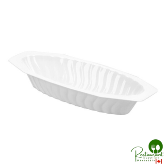 Fineline Flairware 215-WH 15 oz. White Plastic Oval Bowl / Serving Boat - 300/Case