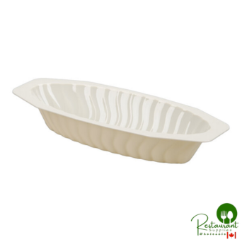 Fineline Flairware 215-BO 15 oz. Bone / Ivory Plastic Oval Bowl / Serving Boat - 300/Case