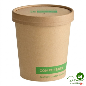 16 oz. Kraft Paper Food Cup with Vented Lid By Prime - 250/Case