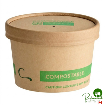 8 oz. Kraft Paper Food Cup with Vented Lid By Prime - 250/Case