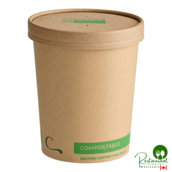 32 oz. Kraft Paper Food Cup with Vented Lid By Prime - 250/Case
