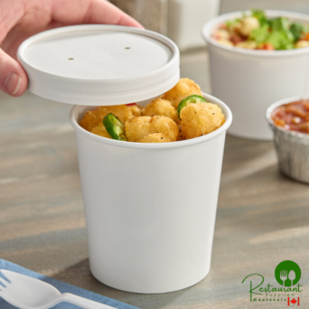 16 oz. White Double Poly-Coated Paper Food Cup with Vented Paper Lid  By Prime - 250/Case
