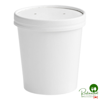 16 oz. White Double Poly-Coated Paper Food Cup with Vented Paper Lid  By Prime - 250/Case