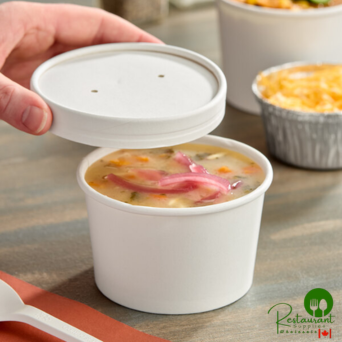 8 oz. White Double Poly-Coated Paper Food Cup with Vented Paper Lid By Prime - 250/Case