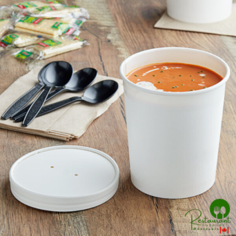 32 oz. White Double Poly-Coated Paper Food Cup with Vented Paper Lid By Prime - 250/Case