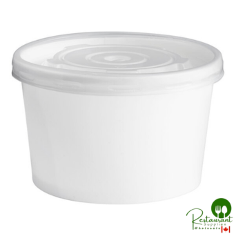 8 oz. White Double Poly-Coated Paper Food Cup with Vented Plastic Lid By Prime - 250/Case