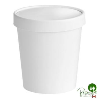 1 Pint White Paper Double-Wall Frozen Yogurt / Food Cup with Paper Lid By Prime - 250/Case