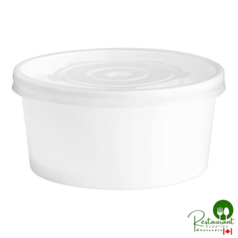 6 oz. White Double Poly-Coated Paper Food Cup with Vented Plastic Lid By Prime - 250/Case