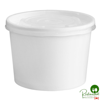 12 oz. White Double Poly-Coated Paper Food Cup with Vented Plastic Lid By Prime - 250/Case