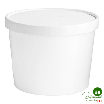 64 oz. Double Poly-Coated White Paper Food Cup with Vented Paper Lid By Prime - 100/Case