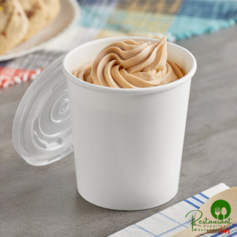 16 oz. White Double Poly-Coated Paper Food Cup with Vented Plastic Lid By Prime - 250/Case
