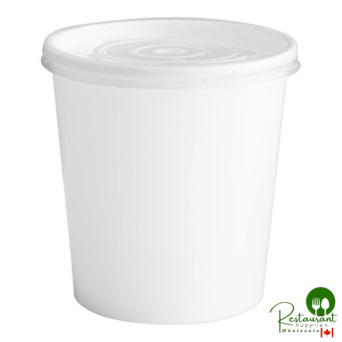 16 oz. White Double Poly-Coated Paper Food Cup with Vented Plastic Lid By Prime - 250/Case