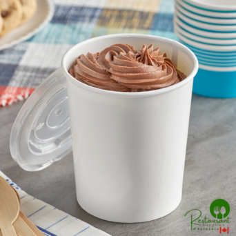 32 oz. White Double Poly-Coated Paper Food Cup with Vented Plastic Lid By Prime - 250/Case