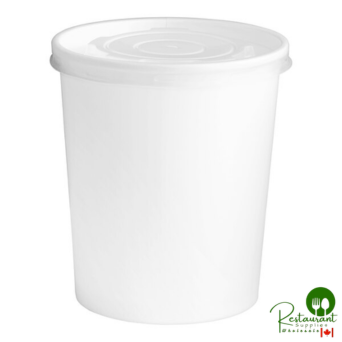 32 oz. White Double Poly-Coated Paper Food Cup with Vented Plastic Lid By Prime - 250/Case
