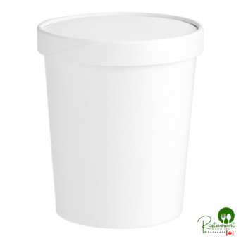 1 Qt. White Paper Double-Wall Frozen Yogurt / Food Cup with Paper Lid By Prime - 250/Case