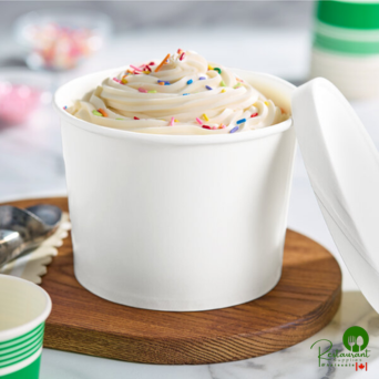 1/2 Gallon White Paper Frozen Yogurt / Food Cup with Paper Lid By Prime - 100/Case