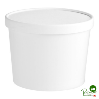 1/2 Gallon White Paper Frozen Yogurt / Food Cup with Paper Lid By Prime - 100/Case