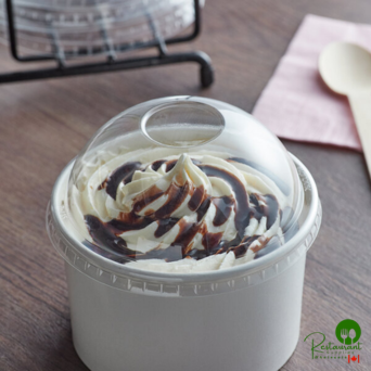 16 oz. Clear Round Dome Frozen Yogurt Lid with No Hole By Prime - 1,000/Case