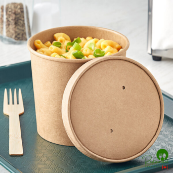 26 oz. Kraft Poly-Coated Paper Food Cup with Vented Paper Lid By Prime - 250/Case