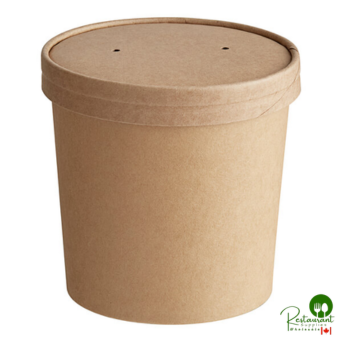 26 oz. Kraft Poly-Coated Paper Food Cup with Vented Paper Lid By Prime - 250/Case