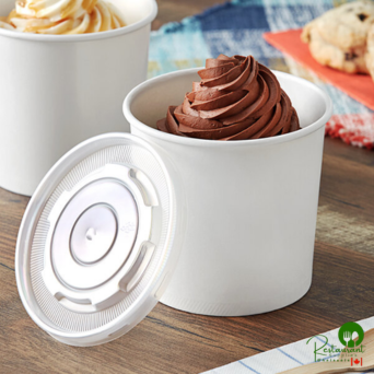 26 oz. White Double Poly-Coated Paper Food Cup with Vented Plastic Lid By Prime - 250/Case