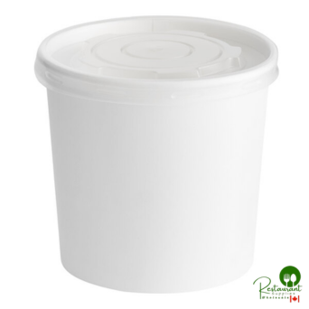 26 oz. White Double Poly-Coated Paper Food Cup with Vented Plastic Lid By Prime - 250/Case