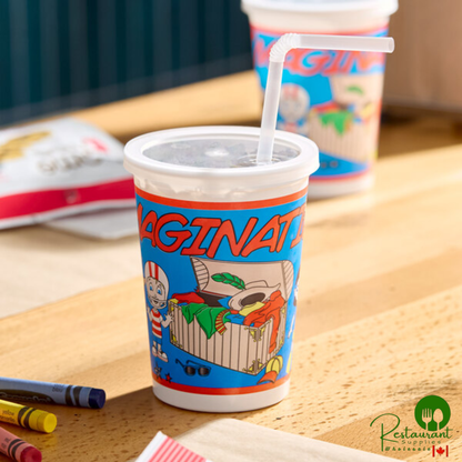 Royal Paper 12 oz. Imagination Print Kid's Cup with Lid and Straw - 250/Case