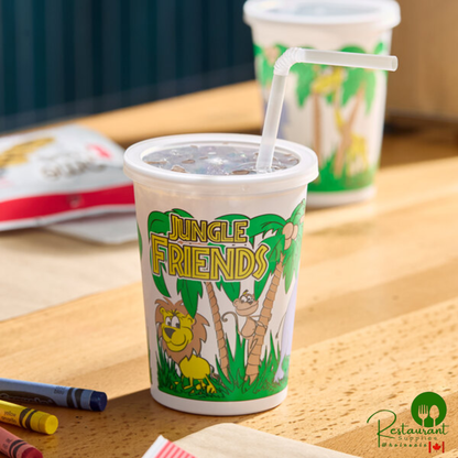 Royal Paper 12 oz. Jungle Print Kid's Cup. with Lid and Straw - 250/Case