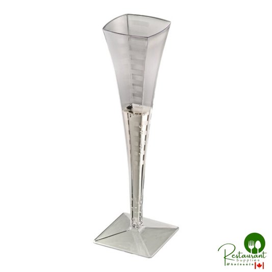 Fineline Solid Squares 5 oz. Clear Plastic Champagne Flute - 72/Case