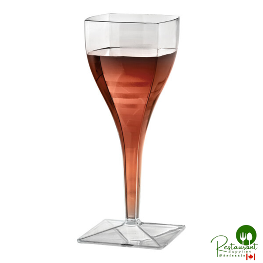 Fineline Solid Squares 8 oz. Clear Plastic Wine Glass - 72/Case