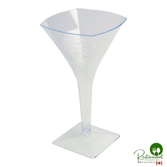 Fineline Solid Squares 8 oz. Clear Plastic Martini Glass - 72/Case