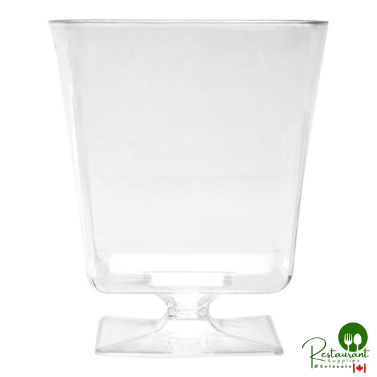 Fineline Solid Squares 8 oz. Clear Plastic Pedestal Wine Glass - 180/Case