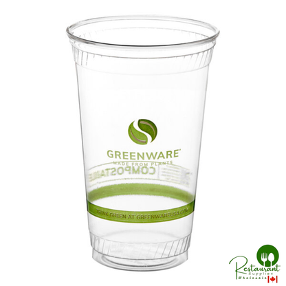 Fabri-Kal GC24 Greenware 24 oz. Compostable Printed Plastic Cold Cup - 600/Case