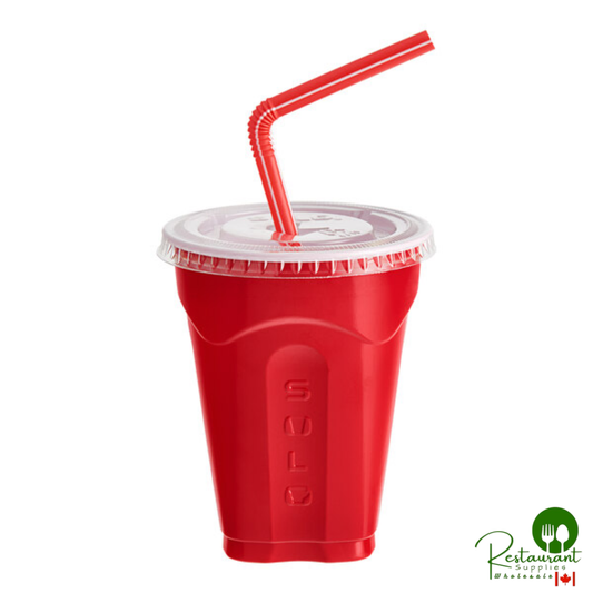 Solo Squared® 9 oz. Red Plastic Cup with Straw and Lid - 180/Case