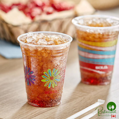 Solo 18 oz. Assorted Lush Blooms / Wavy Tropics RPET Plastic Cold Cups - 400/Case