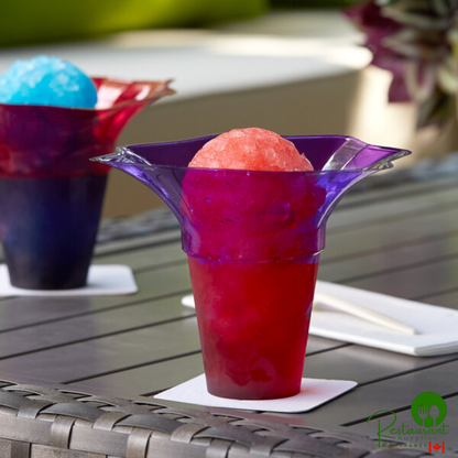 8 oz. Assorted Color Transparent Tulip-Shaped Sno-Cone Cup - 600/Case