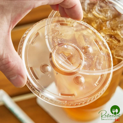 Dart L32CR 32 oz. Clear Flat Plastic Lid with Straw Slot - 1,000/Case