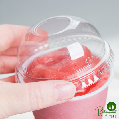 Dart DLR685 7 oz. Clear PET Plastic Dome Lid with 1" Hole - 2,500/Case