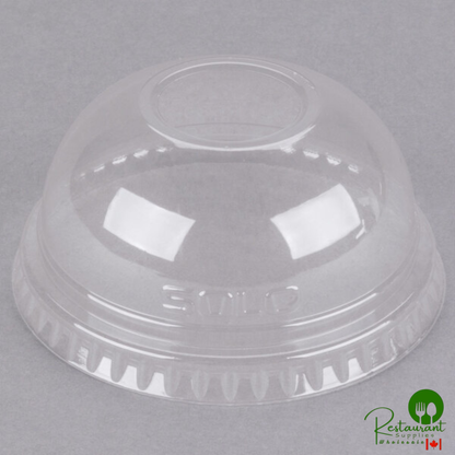 Dart DLR685 7 oz. Clear PET Plastic Dome Lid with 1" Hole - 2,500/Case