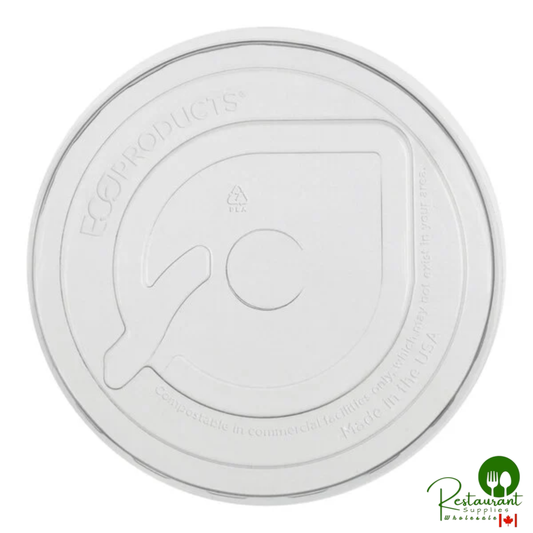 Eco-Products GreenStripe 9, 12, 16, 20, and 24 oz. PLA Compostable Flat Plastic Cold Cup Lid with Straw Slot - 1,000/Case