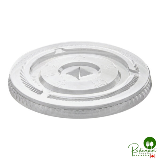 Eco-Products BlueStripe 9, 12, 16, 20, and 24 oz. RPET Flat Plastic Cold Cup Lid with Straw Slot - 1,000/Case