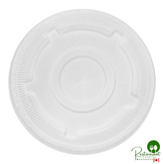 Eco-Products GreenStripe 28 and 32 oz. PLA Compostable Flat Plastic Cold Cup Lid with Straw Slot - 600/Case